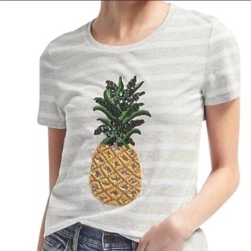 Banana Republic Pineapple Sequined T-Shirt